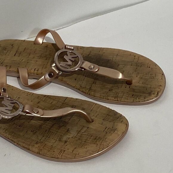 Michael Kors Women's Sable MK Charm Jelly PVC Cork Flip Flop Sandals Size 10M - Picture 3 of 9